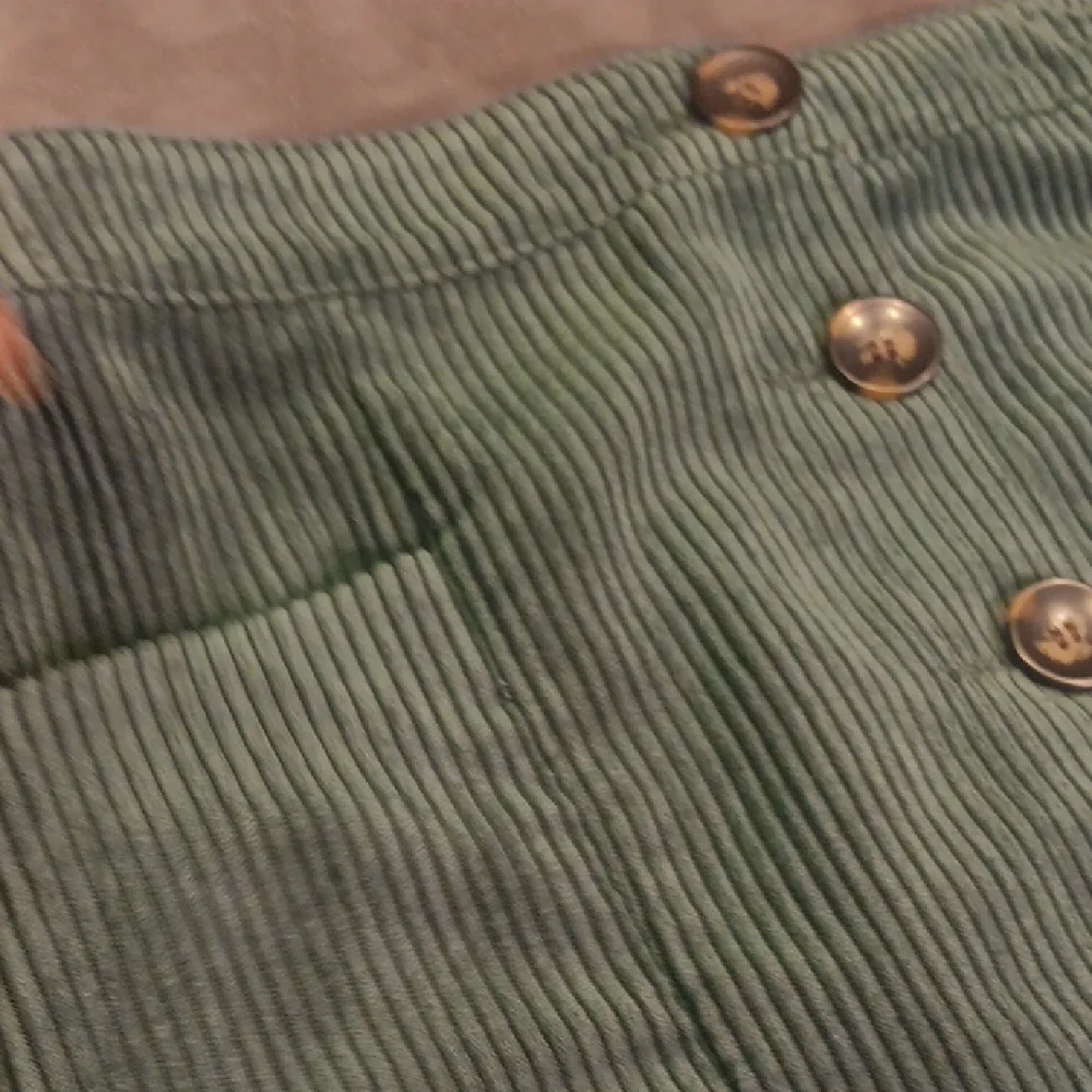 Topshop Dark Green Corduroy Button Front Mini Skirt